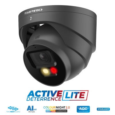 SPRO 4MP IP Turret Active Deterrence LITE with COLOUR NIGHT 2.0, Built-In Microphone and Speaker